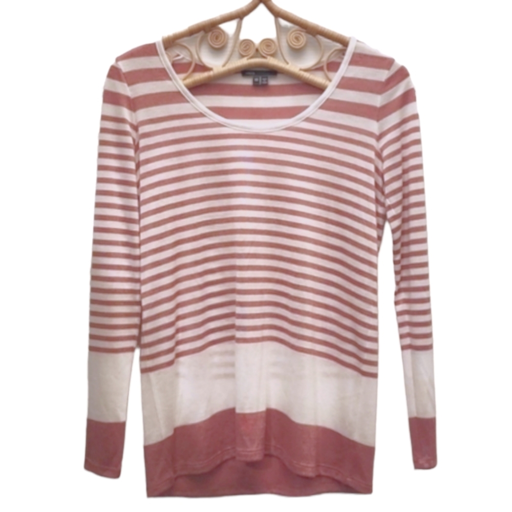 Vince white and mauve striped long sleeve top size xs